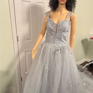 Elegant Gray Gown with Embellishments